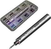 Electric Screwdriver Set, Magnetic Precision Drill Bits, Rechargeable Lithium Battery LED Electric Screwdriver, Rechargeable, Electronic Repair Tool Kit, Gray, 7.5 x 1.1 inches (CS 1901A)