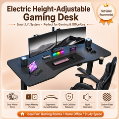 Electric Height-Adjustable Gaming Desk 140*50CM Black